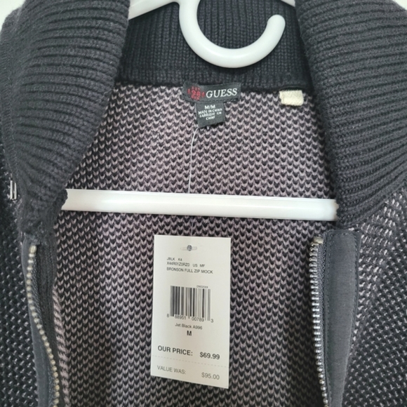 Guess Bronson Full Zip Mock Black Cotton Jacket Coat - Picture 6 of 11